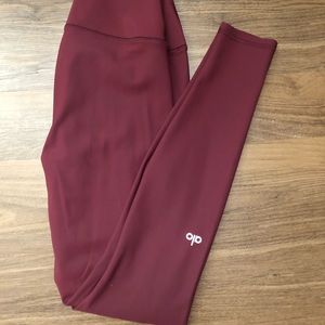 alo yoga High-Waisted Ripped Warrior Leggings Wine Red Size S